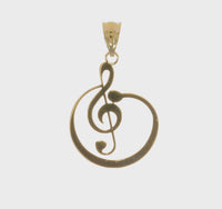 Glossy G-Clef Music Note Pendant (14K)