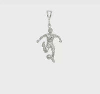 Soccer Player with Ball Pendant (Silver) 360 - Popular Jewelry - New York