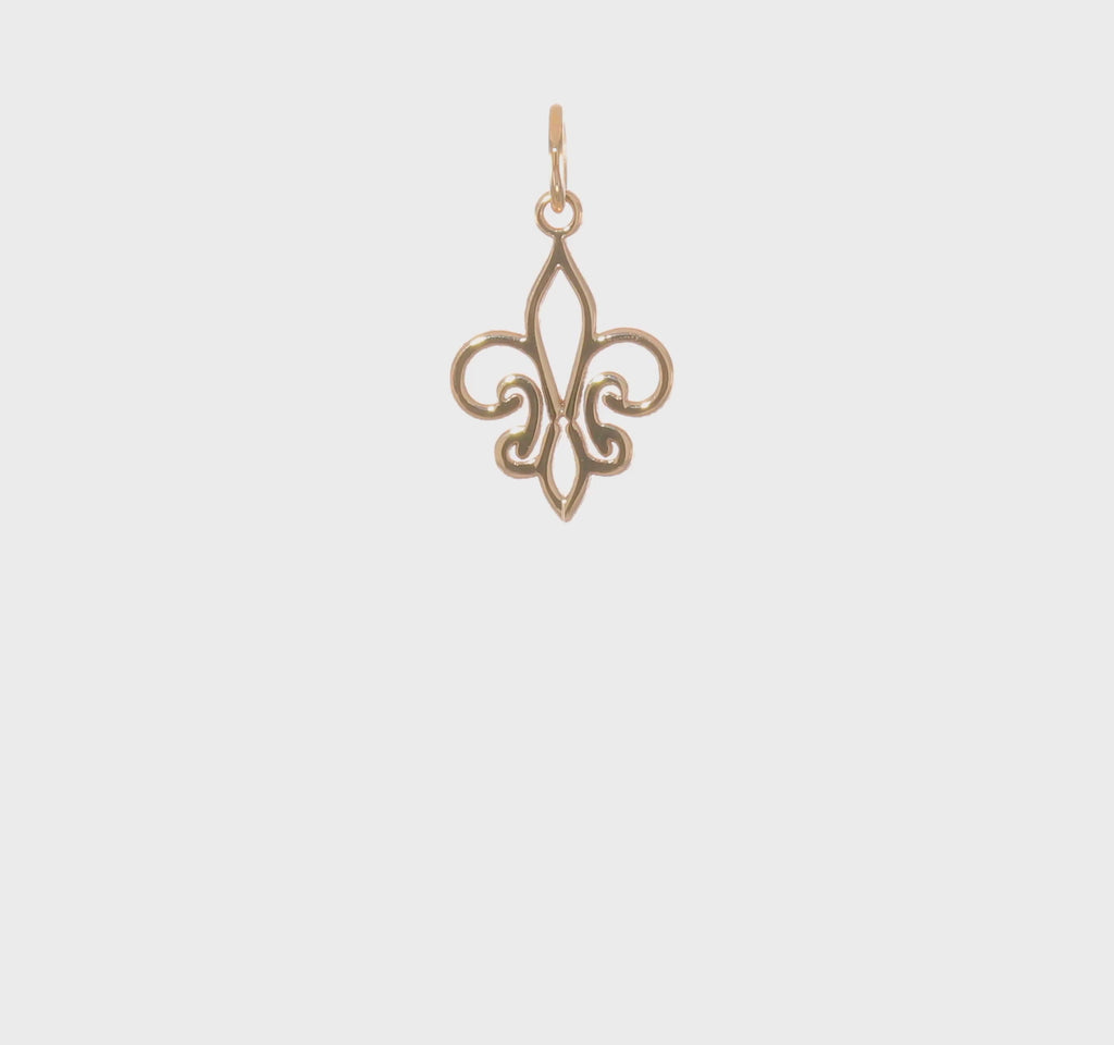 Fleur de Lis Contour Pendant (14K) scale - Popular Jewelry - New York
