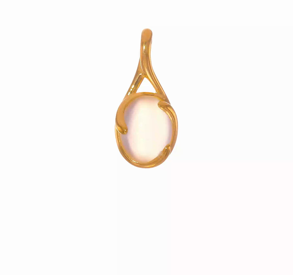 Moonstone Oval Pendant (Silver) 360 - Popular Jewelry - New York