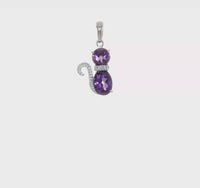 Amethyst and Diamond Cat Pendant (Silver) 360 - Popular Jewelry - New York
