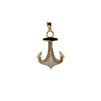 Black Onyx & Cubic Zirconia Anchor Pendant (14K)