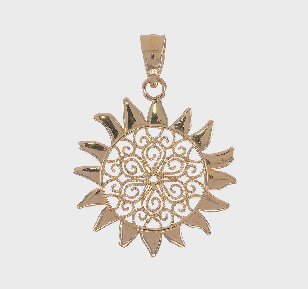 Filigree Sun Pendant (14K) 360 - Popular Jewelry - New York