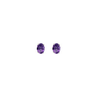 Zirconia Oval Solitaire Stud Earrings (14K)