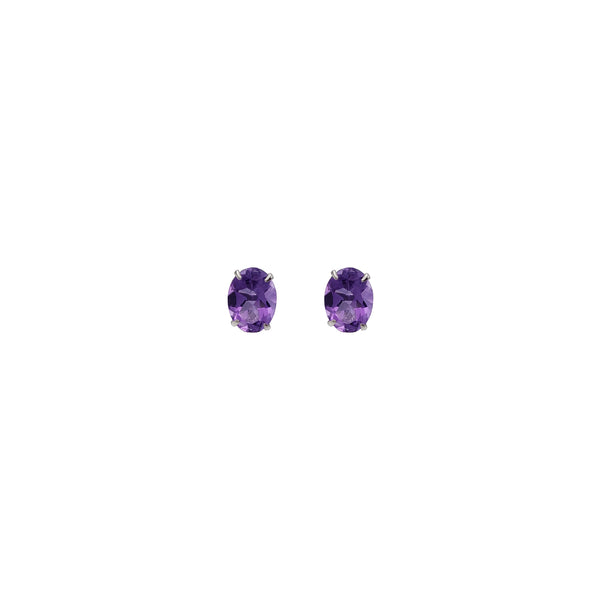 Zirconia Oval Solitaire Stud Earrings (14K)