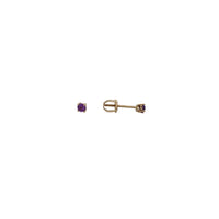 Purple Stone Round-Cut Stud Earrings （14K)