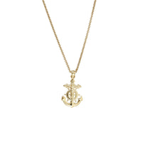 Nautička ogrlica s nautičkim križem i sidrom od žutog zlata (14K)