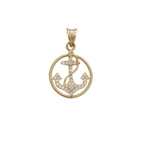 Ship Anchor In rope Circle Pendant  (14k ）