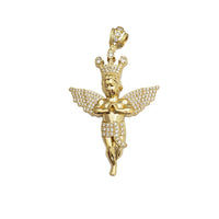 Iced-Out Crowned Angel Pendant (14K)