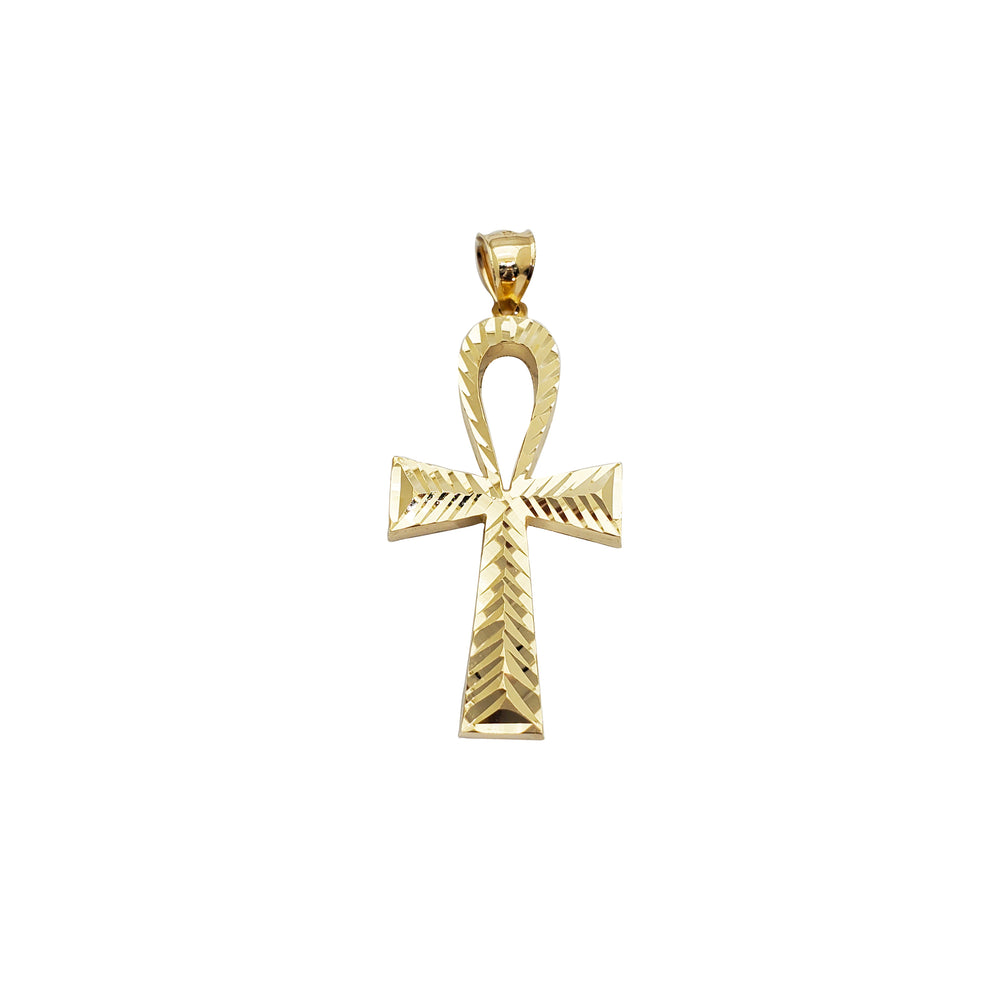 Diamond-Cut Ankh Pendant (14K)