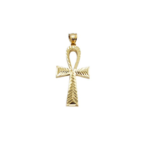 Diamond-Cut Ankh Pendant (14K)