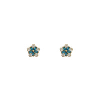 Aquamarine Color Flower Stud Earrings (14K)