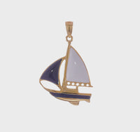 Deep Blue Sailboat Pendant (14K) 360 - Popular Jewelry - New York