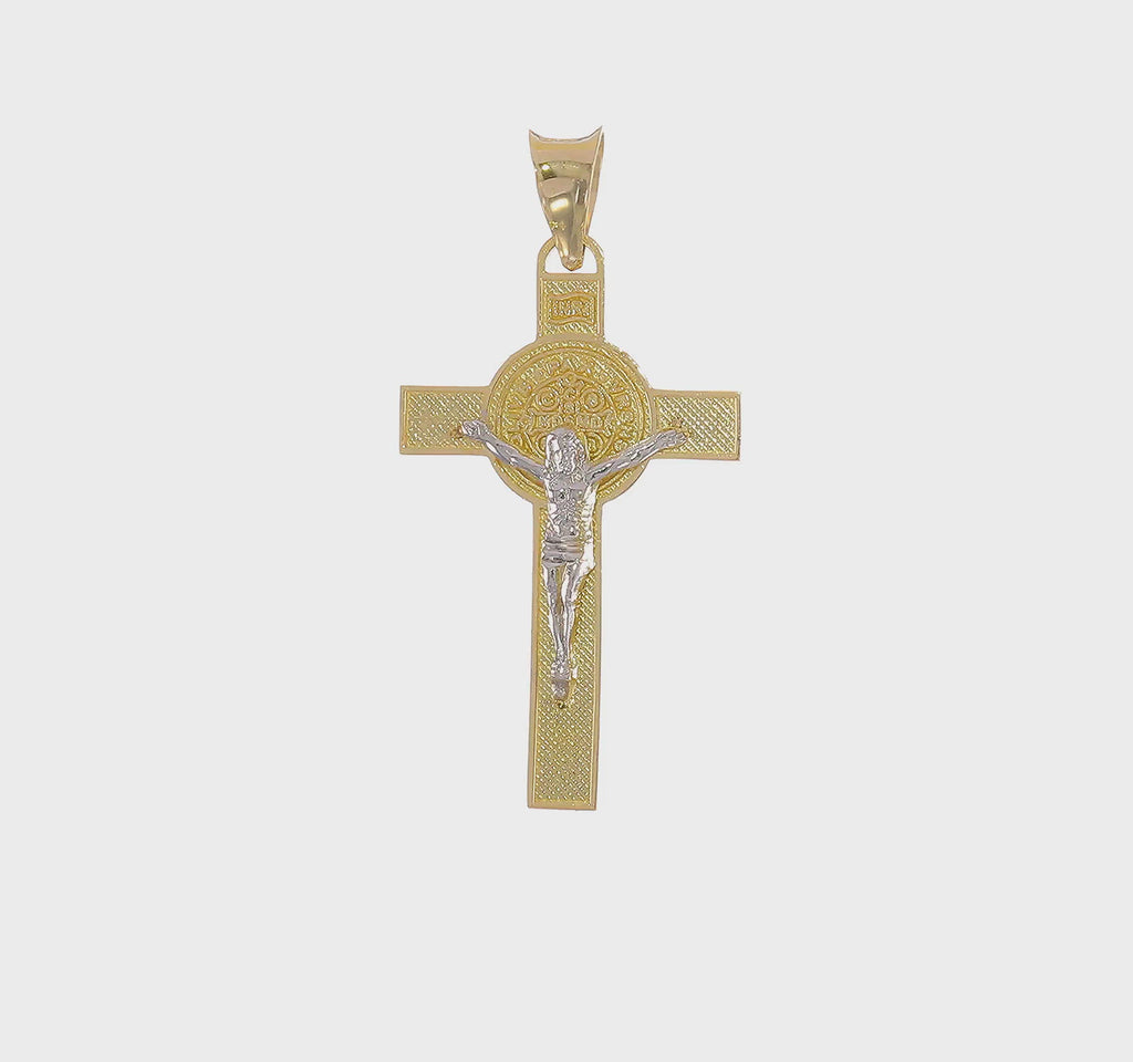 St. Benedict Medal Crucifix Pendant (14K) 360 - Popular Jewelry - New York