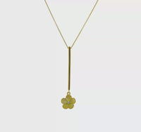 Satin Flower Dangle Necklace (14K) 360 - Popular Jewelry - New York