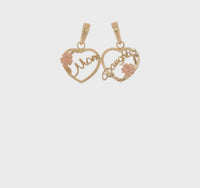 Miniature Mom & Daughter Hearts Partable Pendant (14K)
