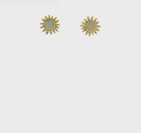 Two-Tone Daisy Flower Stud Earrings (14K)