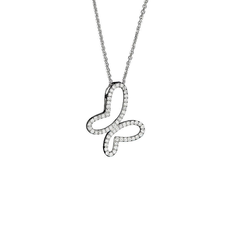 Iced-Out Butterfly Necklace (Silver)