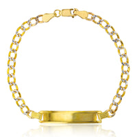 Two-Tone Hollow Italian Cuban Baby ID Bracelet (14K) Popular Jewelry New York