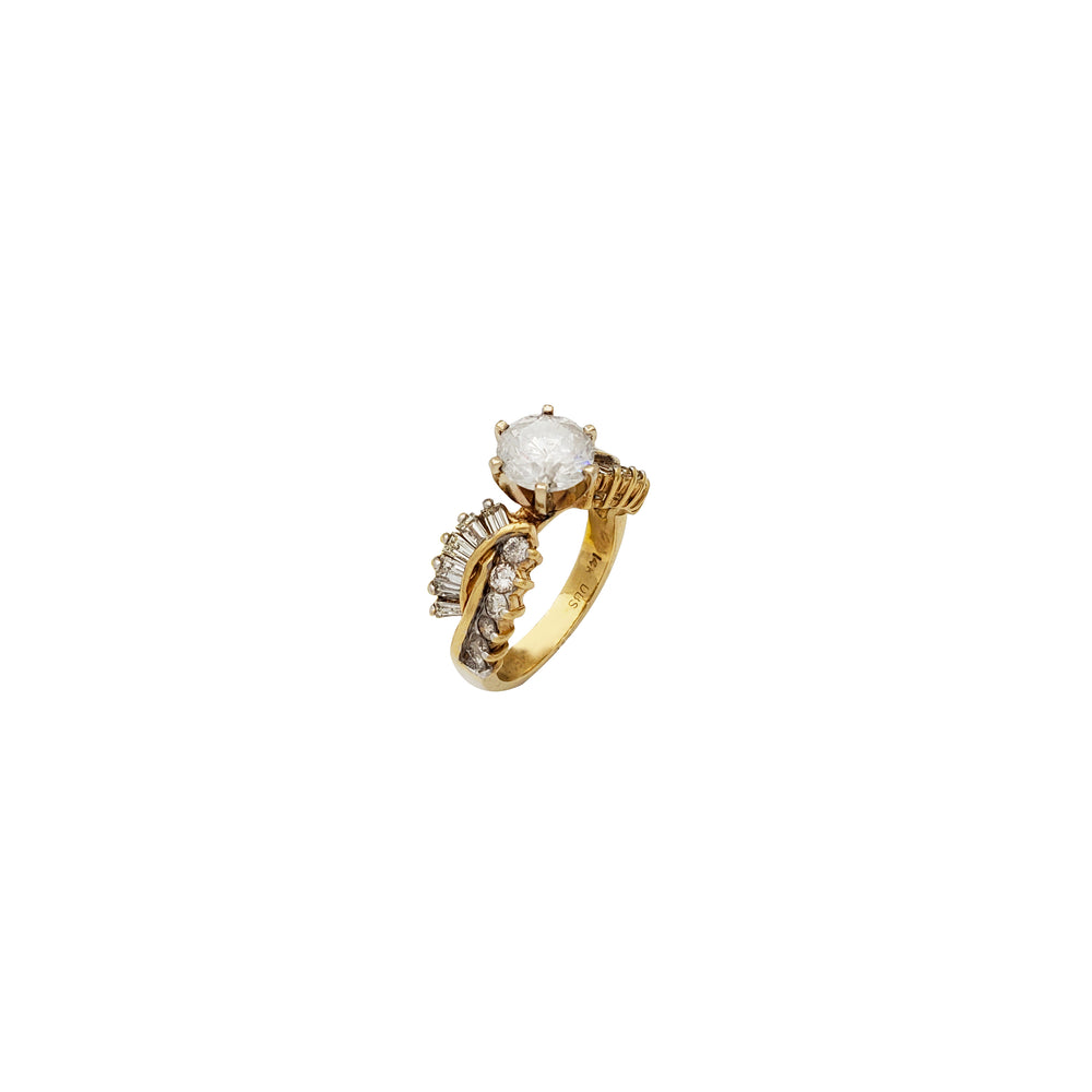 Diamond Baguette & Round Engagement Ring (14K)