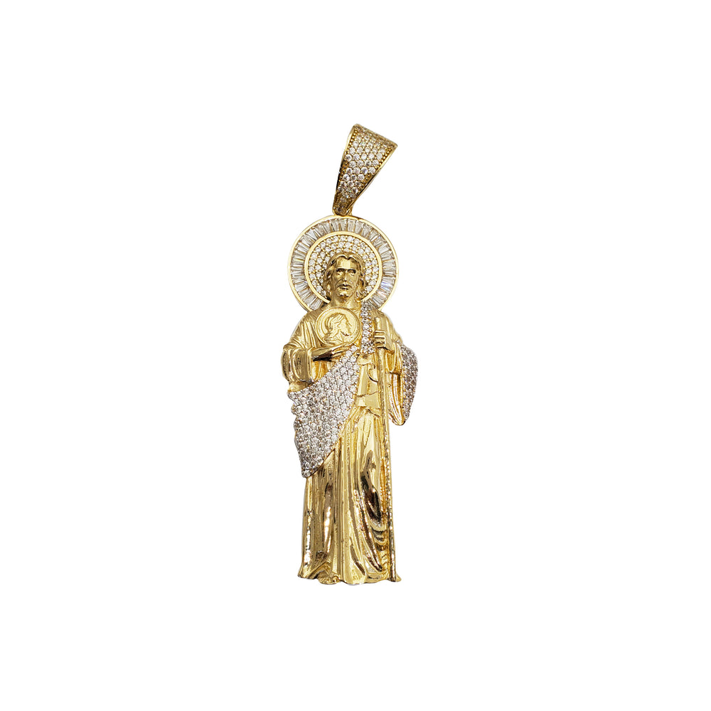Baguette & Round Cubic Zirconia Saint Jude Pendant (14K)