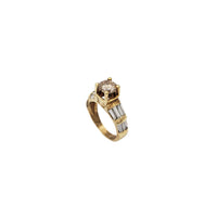 Веренички прстен со дијамантски кружен облик и страничен багет (14K)