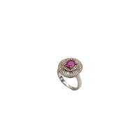 Ruby and Baguette Cz Ring (Silver)