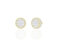 Round Baguette Diamond Stud Earrings (14K)