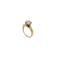 Baguette Accent Round CZ Engagement Ring (14K)