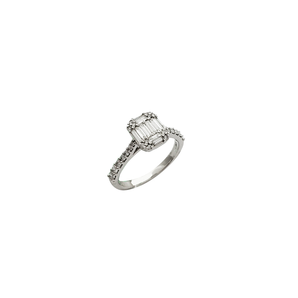White Gold Baguette Engagement Diamond Ring (14K)