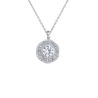 Baguette Cz Flower Necklace (Silver)