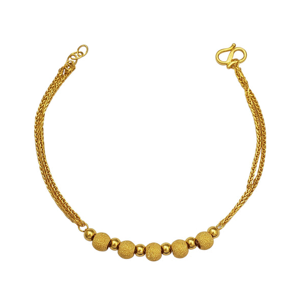 Glitter Textured Beads Charm Spiga Bracelet (24K)