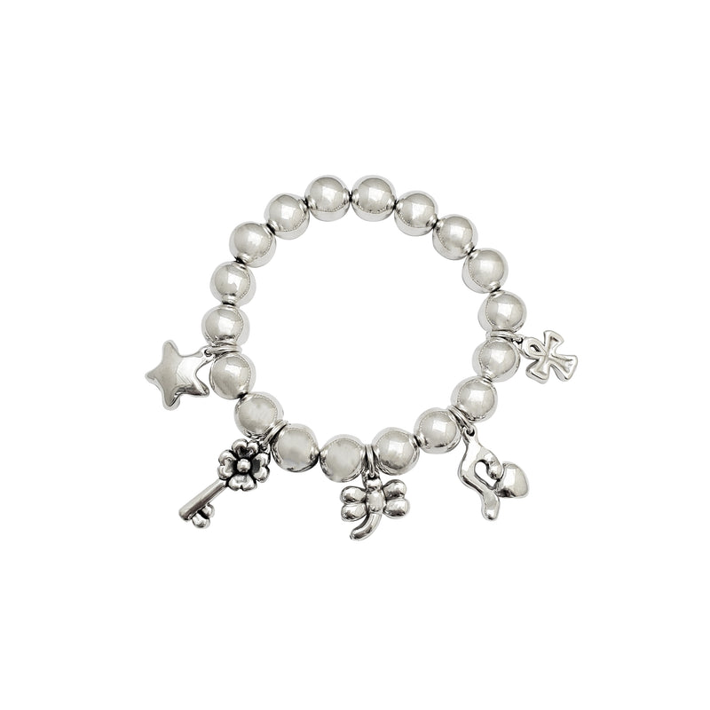 Lucky Charms Beaded Bracelet (Silver)