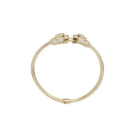 Stoneset Twin Leopard Head Bangle (14K).