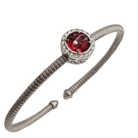 Red Stone Set Bangle (Silver)