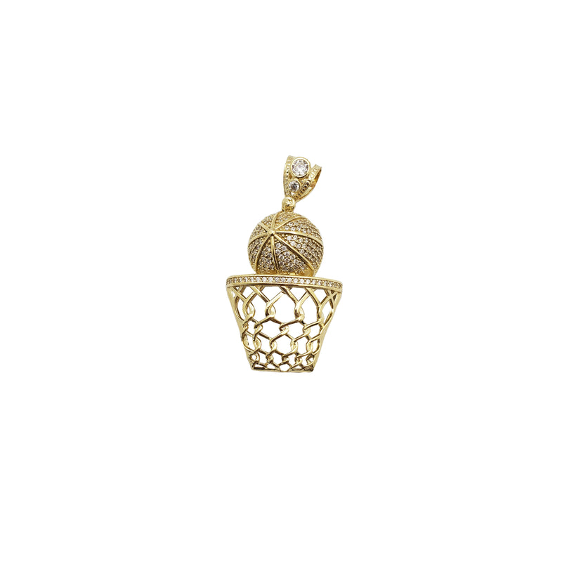 Iced-Out Basketball & Hoop Pendant (10K)