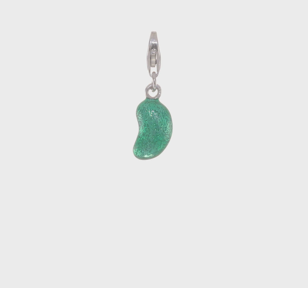 Green Jelly Bean Pendant (Silver) 360 - Popular Jewelry - New York
