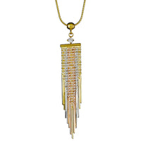 Tricolor Beaded Dangling Banner Charm Necklace (14K)