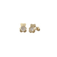 Stone-set Bear Stud Earrings (14K)