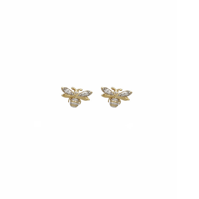 Zirconia Bee Stud Earring (14K)
