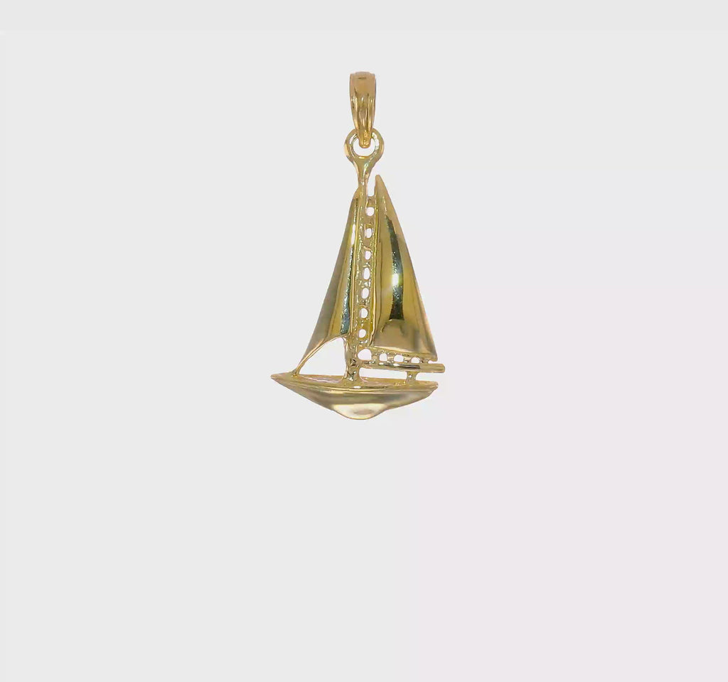 Sailboat 3D Pendant (14K) 360 - Popular Jewelry - New York
