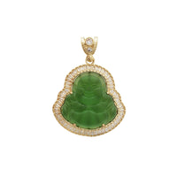 Zöld nevető Buddha medál (14K)