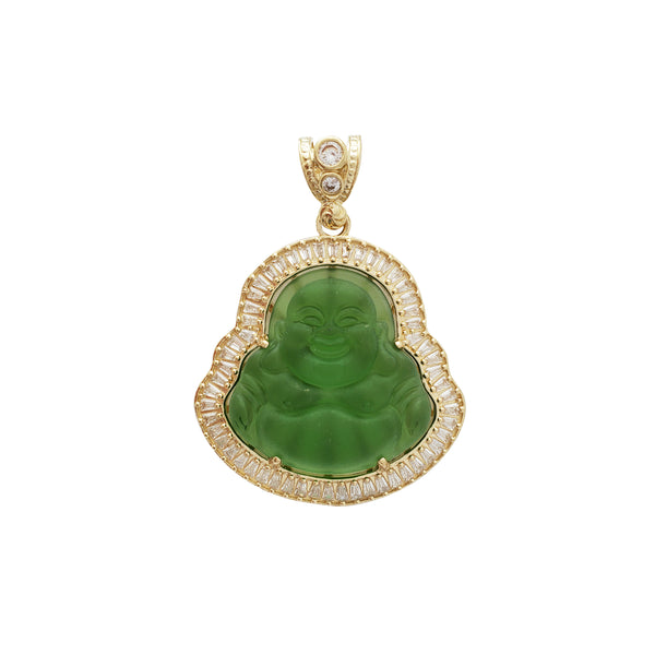 Green Laughing Buddha Pendant (14K)