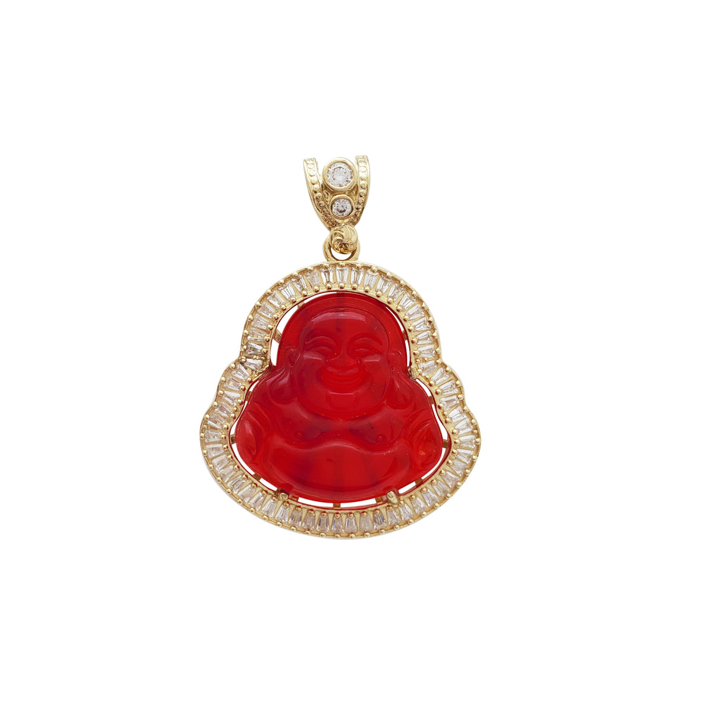 Red Laughing Buddha Pendant (14K)
