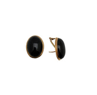 Oval Onyx Omega Stud Earrings (14K)