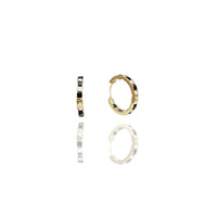 Round Stone CZ Huggie Earrings (14K)
