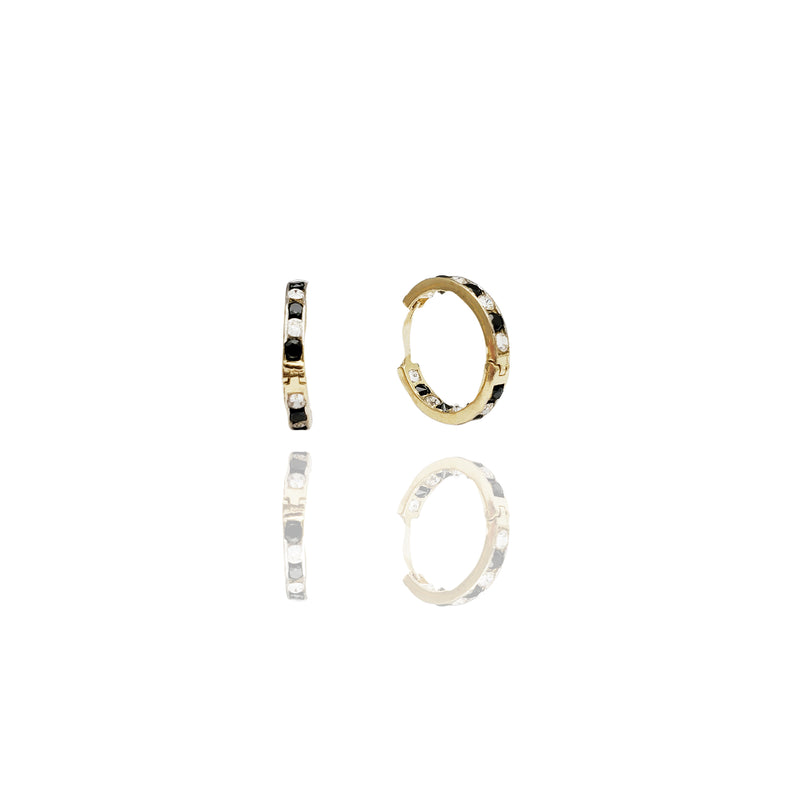 Round Stone CZ Huggie Earrings (14K)