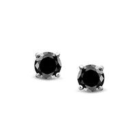 Black CZ Stud Earrings (Silver)
