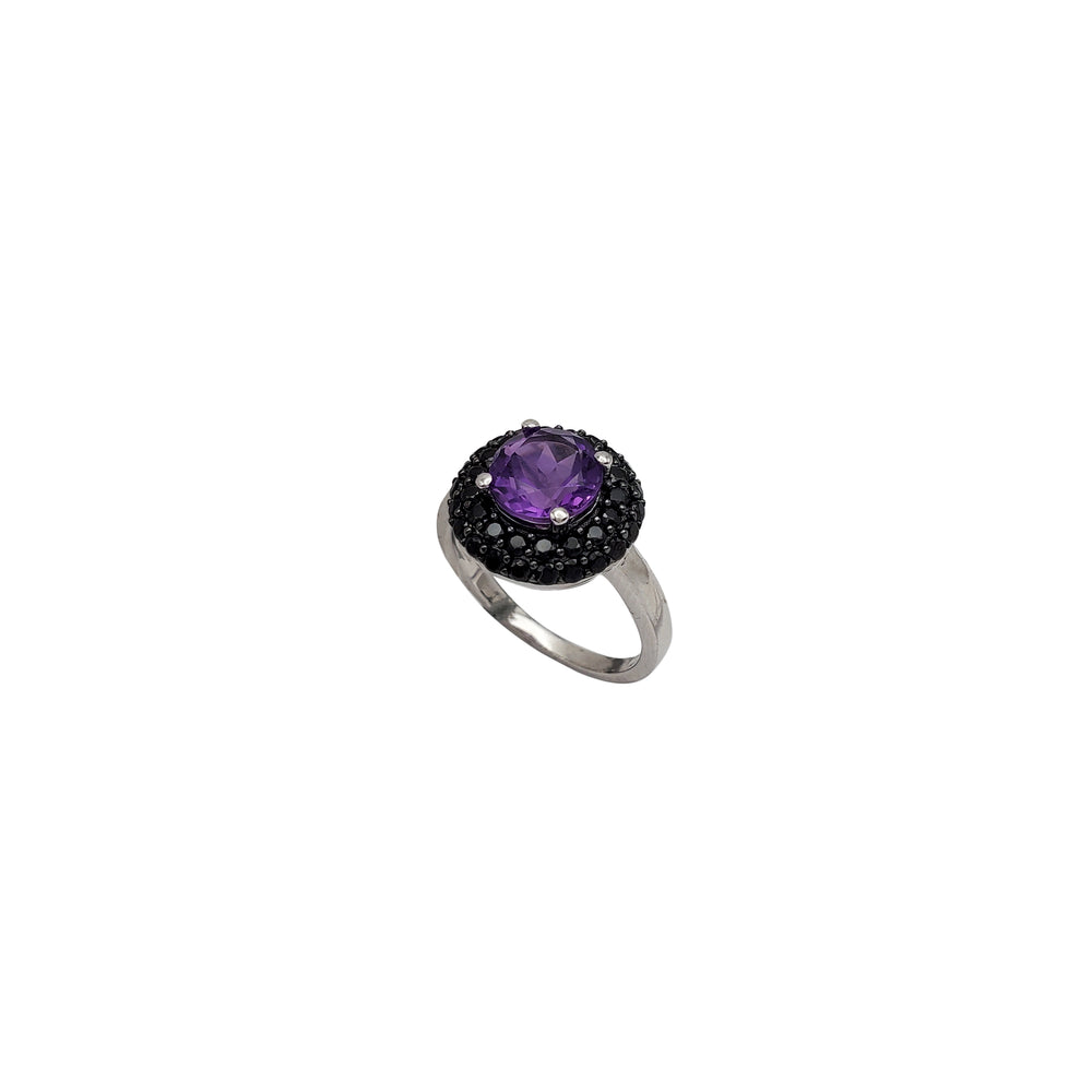 Black Onyx and Amethyst Lady Ring (Silver).