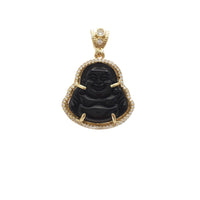 Stoneset Frame Colored Stone Laughing Buddha Pendant (14K)
